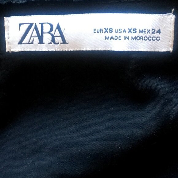 ZARA Black Oversized Voluminous Asymmetric Poplin V-neck Ruffle Shirt Dress XS - Picture 6 of 9